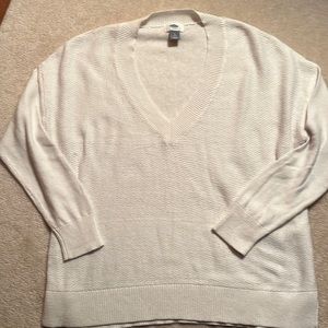 Old Navy PL white v neck cotton poly sweater